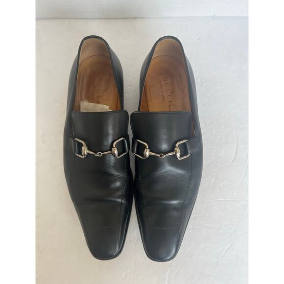 Gucci Men’s Horsebit Black Leather Slip On Loafer Dress Shoes Sz EU 41.5EJ - Picture 5 of 13